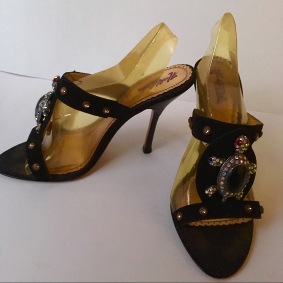 Hale Bob High Heel Sandals w/Rhine Stones Turtle - Picture 6 of 8